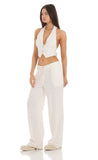 Wide Leg Linen Pants in Ivory