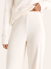 Ecru Ribbed Jersey Trousers