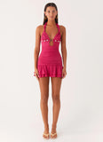 Payback Shell Trim Mini Dress Fuchsia