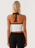 Signature Monogram Halter Top White