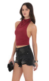 Distressed High Waisted Denim Shorts in Black