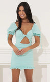 Twist Bodycon Dress in Turquoise