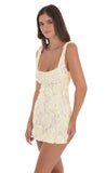 Textured Floral Bodycon Dress in Ivory