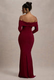 Amaia Berry Bardot Long Sleeve Maxi Dress