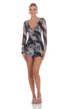 Midnight Print Bodycon Dress in Grey