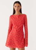 Sabella Mini Dress Magenta Red Rose