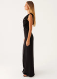 Heart Of Glass Satin Maxi Dress Black
