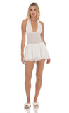 Dotted Halter Smocked Romper in White