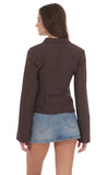 Pinstripe Button Up Shirt in Brown