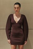 Billy Balloon Sleeve Knit Mini Dress Dark Chocolate