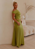 Liana Ruched Maxi Skirt Green
