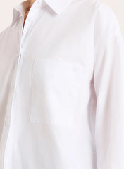 White Cotton Tie Back Detail Shirt