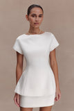 Adeline Short Sleeve Satin Top White