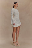 Aileen Ruffle Crochet Mini Dress Ivory