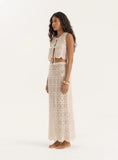 Beige Crochet Maxi Skirt