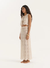 Beige Crochet Maxi Skirt