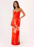 Vamonos Maxi Dress Fire Petal