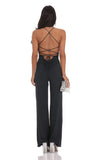 Open Back Bodycon Jumpsuit in Black
