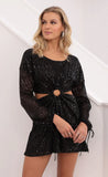 O Ring Sequin Dress in Black