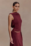 Bridget Slinky Cowl Back Top Burgundy