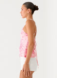Janelle Beaded Halter Top Pink