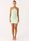 Keanu Cupro Mini Dress Aqua