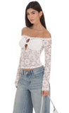 Lace Off Shoulder Twist Top in White