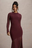 Tigerlily Port Mesh Long Sleeve Open Back Maxi Dress