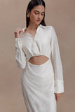 Cecilie Cut Out Shirt Midi Dress White
