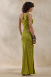 Margie Green Maxi Skirt With Ruched Detail And Front High Split