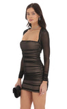 Mesh Long Sleeve Bodycon in Black