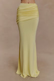 Irene Gathered Knit Maxi Skirt Lemon