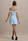 Lavender Powder Blue Sweetheart Mini Dress With Bow Detail