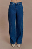 Georgette Mid Rise Paneled Denim Jeans Dark Blue
