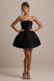 Clarabell Black Sequin Bandeau Structured Mini Dress