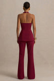 Carina Burgundy Flared Leg Tailored Trousers