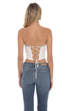 Strapless Jaqcuard Top in White