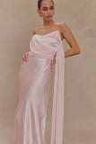 Carah Satin And Chiffon Maxi Dress Pale Pink