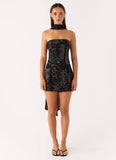 Kiesha Strapless Scarf Mini Dress Black