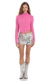 Turtleneck Knit Jumper in Pink