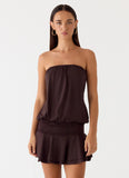 Noreen Strapless Mini Dress Chocolate Torte