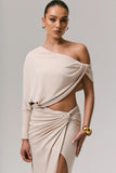 Dua Stone Asymmetric One Sleeve Draped Top