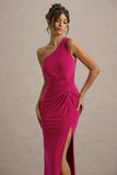 Galene Hot Pink Asymmetric Wrap Maxi Dress