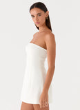 Della Strapless Mini Dress White