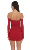 Off Shoulder Embellished Dress in Red