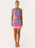 One More Time Sequin Knit Mini Skirt Disco Ombre