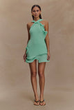 Caprice Halter Knit Mini Dress Lagoon
