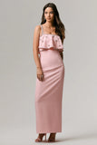 Scarlet Pale Pink Square Neck Embellished Maxi Dress