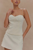 Jaime Spaghetti Strap Suiting Top Ivory
