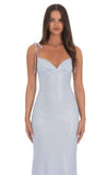 Foil Back Ruffle Maxi Dress in Sky Blue
